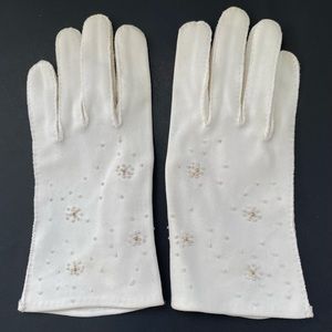 Vintage Beaded Gloves Hand Sewn in Philippines American Made Fabric Small